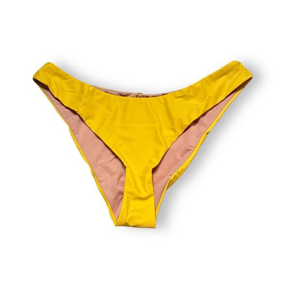 J. Crew Curved-Waist Cheeky Bikini Swim Bottom‎ in Yellow Sz L NEW - Picture 1 of 6